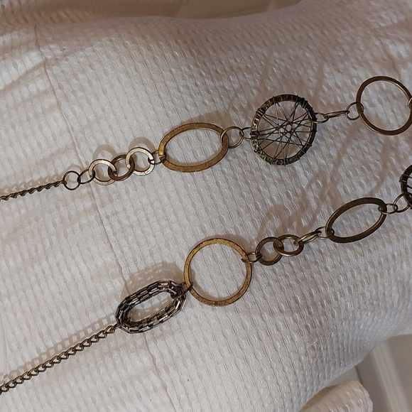 Vintage Steampunk Style Brass Long Necklace Multi Tones Statement Boho - Picture 5 of 6